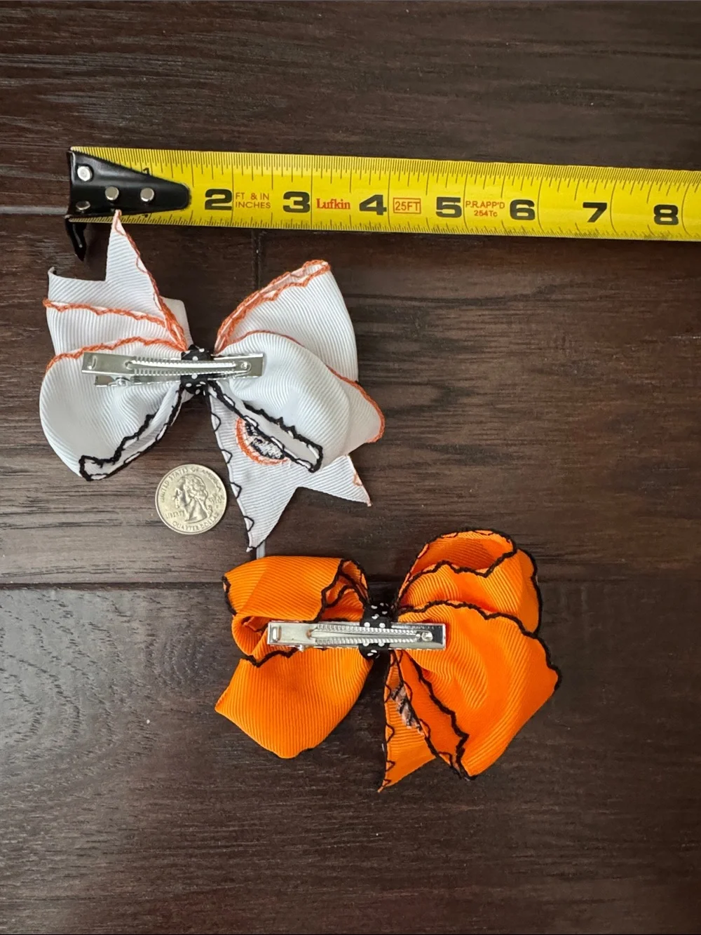 NWOT Halloween Bow Hair Clips for Kids Pumpkins and Spiders - Orange and White